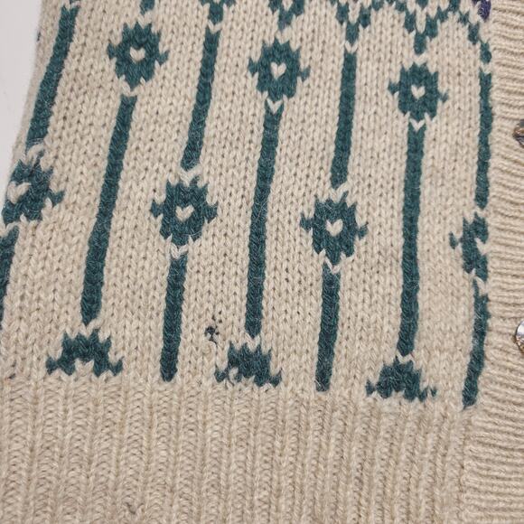 Vintage Herman Geist Women's Cardigan Sweater Small Hand Embroidered 100% Wool - Picture 4 of 6